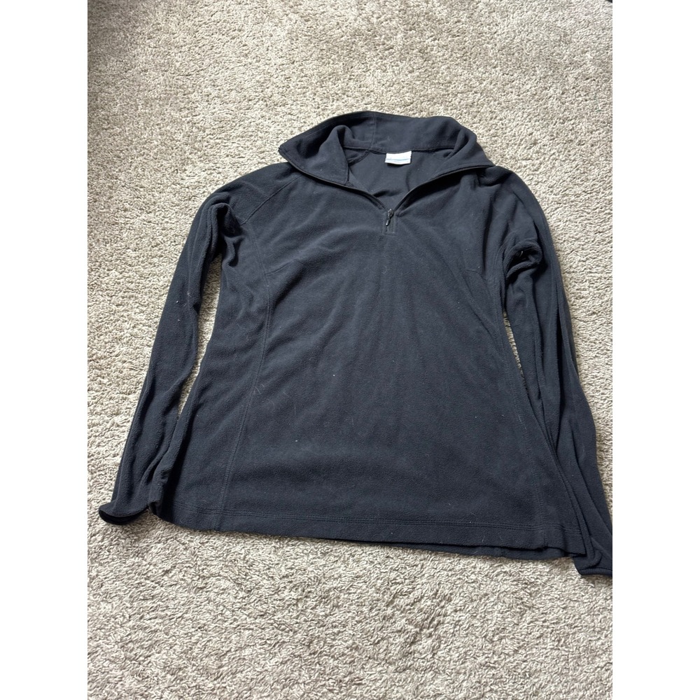 Columbia Womens Black Quarter Zip Fleece Pullover Mock Neck Jacket Large XL6624